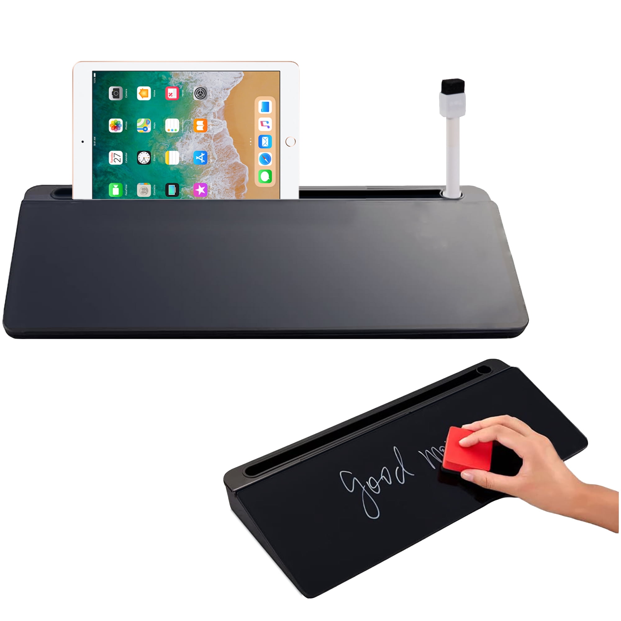 LitaiL Desktop Dry Erase Board, Tempering Glass Whiteboard with Storage