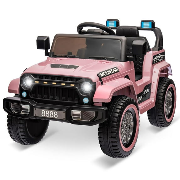 Litake 12V Kids Ride on Truck Car, 4 Wheeler Electric Vehicles with Remote Control, Spring Suspension, 3 Speeds, LED Lights, Music, MP3, Battery Powered Ride on Toy Gift for Boys Girls