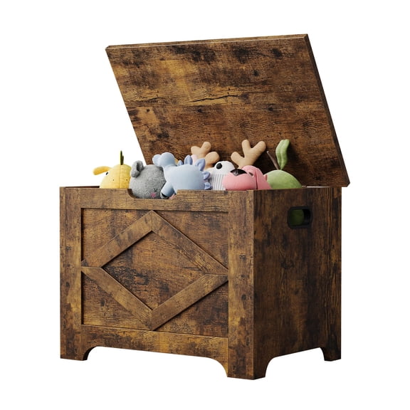 Litake 23.6" Storage Chest, Wooden Storage Bench with Safety Hinge, Easy Assembly, Large Toy Chest for Entryway, Living Room, Bedroom