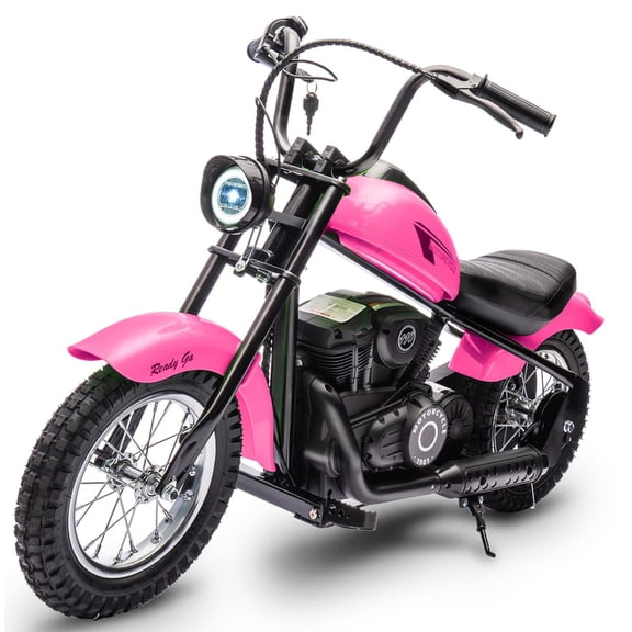 Litake 24V Electric Dirt Bike, 250W Electric Motorcycle w/LED Light, Leather Seat- Two Speed Max Up to 14MPH & 60 Minutes Continuous Motorbike for Kids/Teens