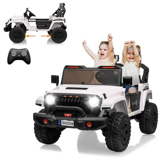 Litake 24V Ride On Toys for Big Kids, 2 Seater Extend Ride On Truck Car for Toddlers, Electric Vehicles with Remote Control, Adjustable Car Body, 3 Speeds, LED Lights, Music, ASTM/CPSIA Certified