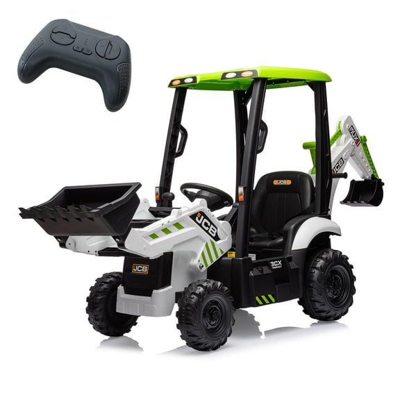 Litake 4 in 1 Ride on Tractor, Excavator & Bulldozer & Removable Tent, 12V Battery Powered Electric Vehicle with Remote Control, Front Loader, Digger, Horn, EVA Tires, Kids Ride on Car Toy