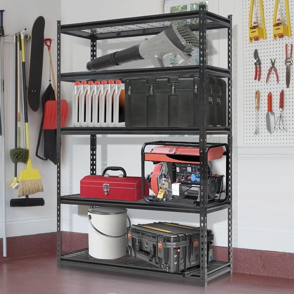 Litake 5-Tier Heavy Duty Wire Shelving Rack, 47x18 Inch, 2,200 Lb Capacity, Adjustable Steel Storage Shelves, Industrial Strength Metal Storage Racks for Garage, Warehouse, Home, Black