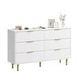 thumbnail image 1 of Litake 56 in Wide Fluted Dresser for Bedroom with 6 Drawers, Wooden Chest of Drawers with Metal Handle & Feet, White Dresser for Living Room, Hallway, Bedroom, 1 of 7