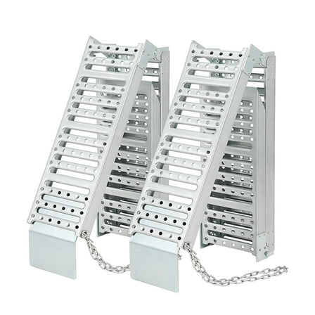 Litake 72" L x9 W Tri - Foldable Ramps, Folds into Three Sections Loading Ramp, Set of 2, Silver Color, Ramps for Lawn Mower Total Weight Capacity 1500 lbs