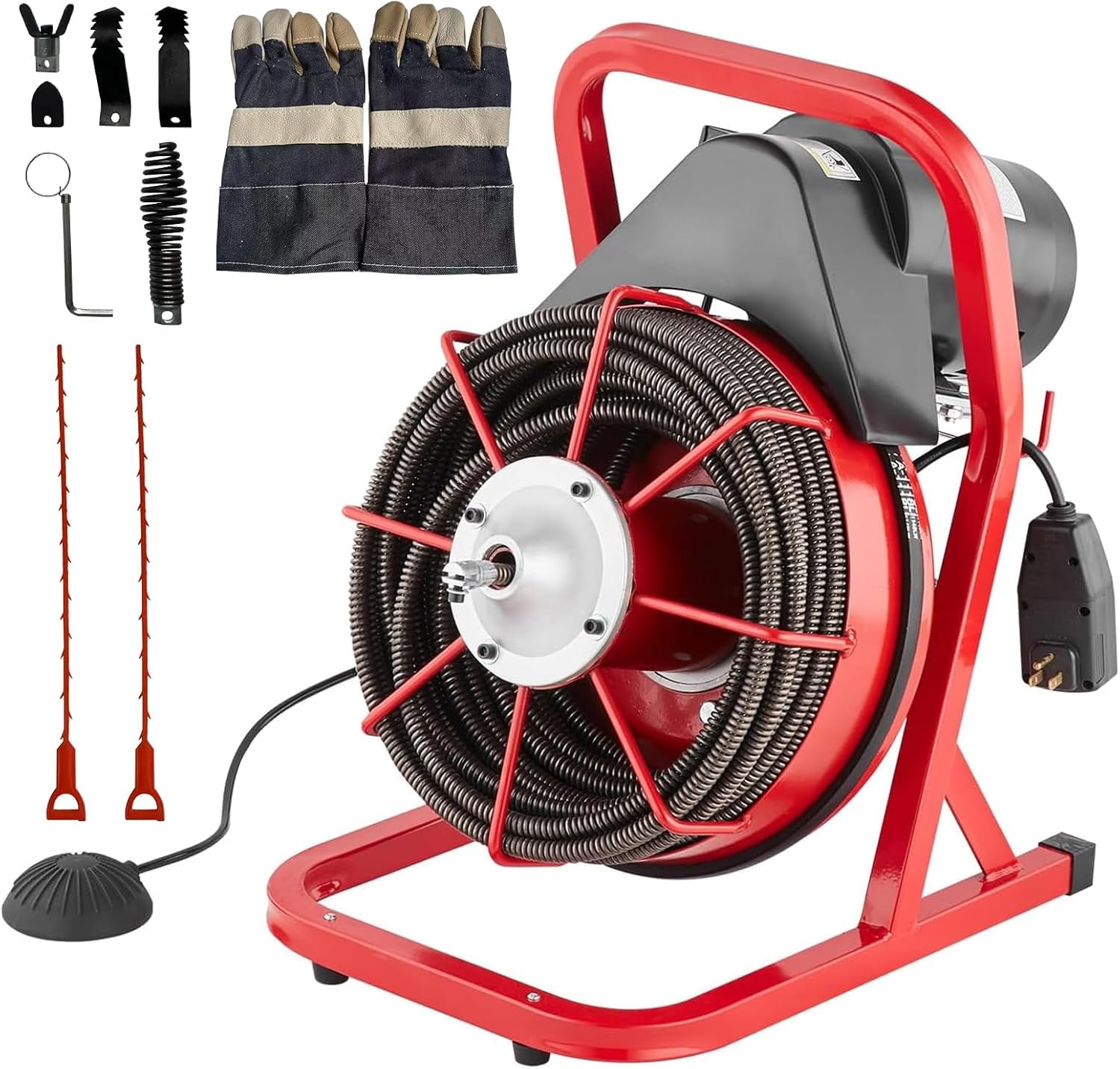 Litake 75FT x 1/2in Drain Cleaner Machine, 400W Electric Drain Snake ...