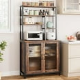 thumbnail image 1 of Litake Bakers Rack with Cabinet 5 Tier Microwave Stand 63.78" Microwave Storage Rack with Door Vintage Kitchen Utility Storage Shelf with Hooks Large Coffee Bar Station Kitchen (Cabinet 27.9" in), 1 of 9