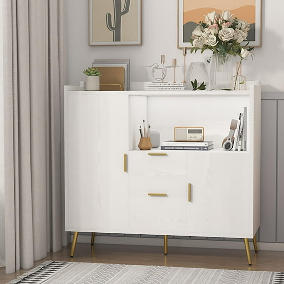 Litake Buffet Cabinet with Drawers, 40" Sideboard Buffet Storage Cabinet with Shelves and Doors, Modern Coffee Bar Station Wood Kitchen Table for Kitchen, Dining Room