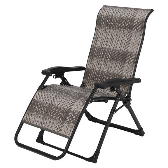 Litake Camping Chair, Foldable Patio Rattan Recliner, 26" Wide Seat Lounger, Sun Lounger for Patio, Garden, Beach, Support 330 LBS