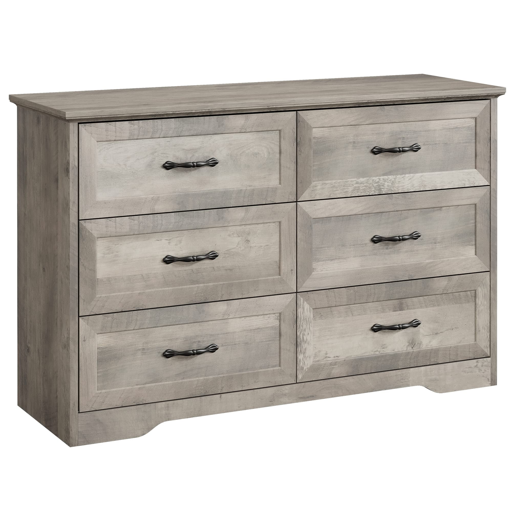 Gray Farmhouse 6-Drawer Wooden Nursery Dresser