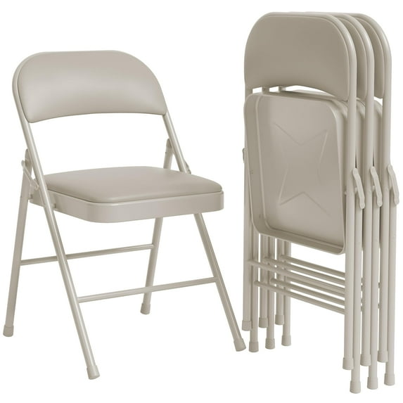 Litake Folding Chairs 4 Pcs with Padded Cushion and Back, Foldable Chair With Metal Frame Hold Up to 350 Pounds, Portable Folding Chair Suitable for Dining Room Home Office, Indoor and Outdoor Events