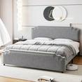 thumbnail image 1 of Litake Full Size Bed Frame, Velvet Upholstered Platform Bed Frame and Headboard with Rivet Decor, Strong Wood Slat Support, No Box Spring Needed, Easy Assembly - Grey, 1 of 6