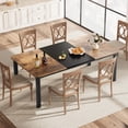 thumbnail image 1 of Litake Industrial Dining Table For 6~8 People, 78.7" Long Kitchen Table, Wood Dining Table, Kitchen & Dining Room Table, Rectangle Dining Room Table For 6 Ideal For Dinner Or Meeting, 1 of 8