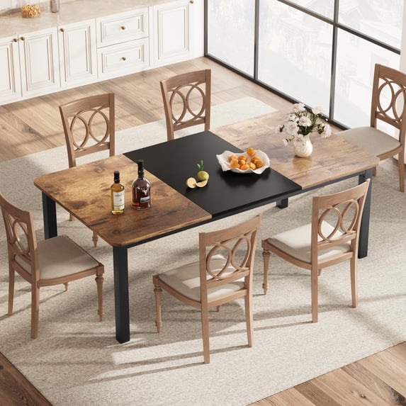Litake Industrial Dining Table For 6~8 People, 78.7" Long Kitchen Table, Wood Dining Table, Kitchen & Dining Room Table, Rectangle Dining Room Table For 6 Ideal For Dinner Or Meeting