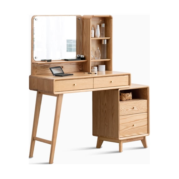 Litake Makeup Vanity Desk with Drawers Mirror Makeup Dressing Table Nightstand Storage Shelves for Home Bedroom Bathroom