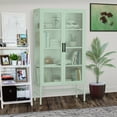 thumbnail image 1 of Litake Modern Locker Glass Cabinet, Glass Display Cabinet with 2 Doors Adjustable Shelves Floor Standing Clear Glass Curio Collection Storage Cabinet Multifunctional Kitchen Cupboard, 1 of 9