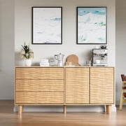 Litake Modern Sideboard Buffet Cabinet with Undulating Fluted Design, 61" Wood Kitchen Storage Cabinet with 3 Drawers & 2 Door, Accent Console Table for Living Room Dining Room Hallway