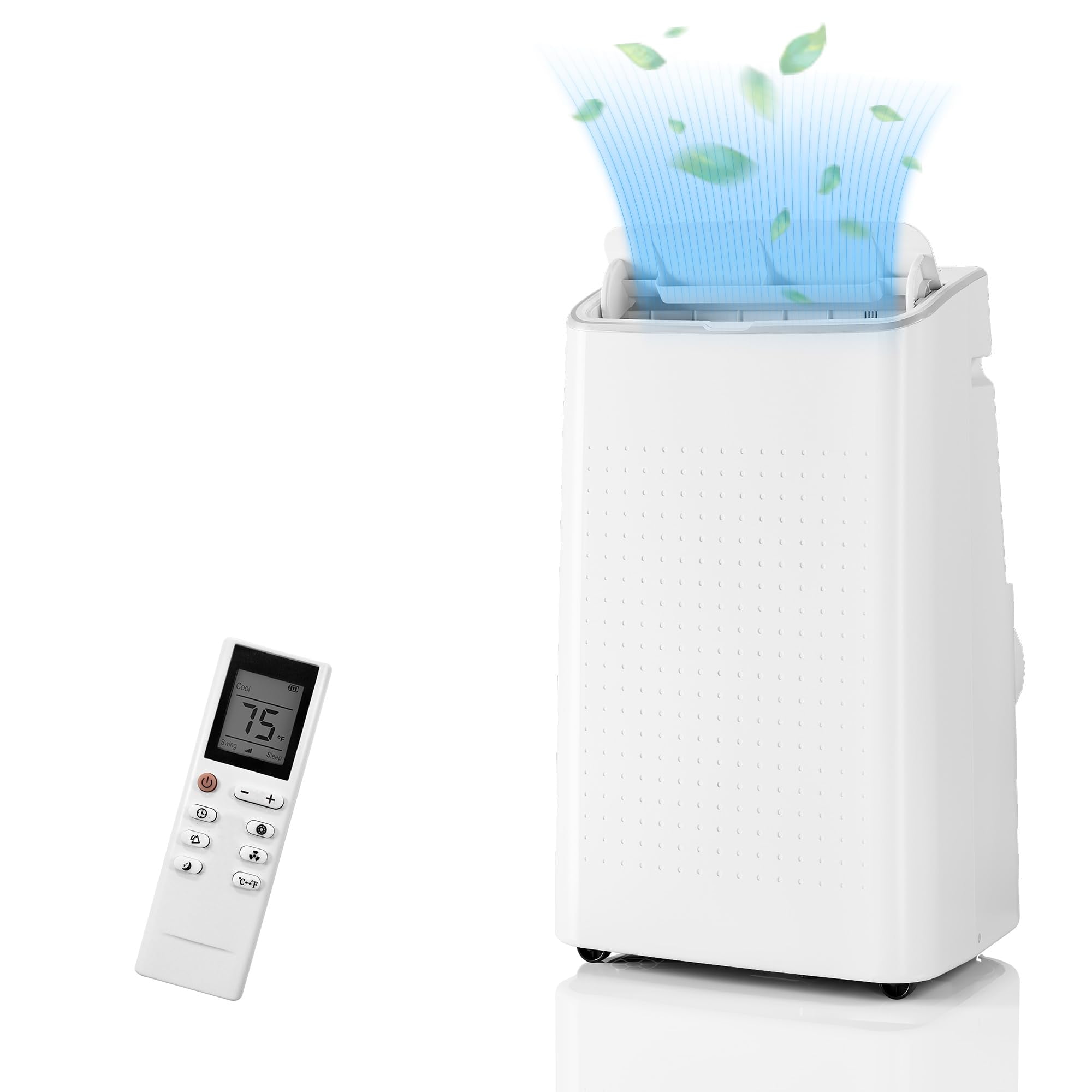 White Portable Air Conditioner with Remote Control and Sleep Mode
