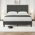 thumbnail image 1 of Litake Queen Bed Frame with Headboard, Linen Upholstered Queen Size Platform Bed Frame, Sturdy Metal Frame with Solid Wooden Slats Support, No Box Spring Needed, Noise-Free, Grey, 1 of 9
