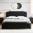 thumbnail image 1 of Litake Queen Size Bed Frame, Velvet Upholstered Platform Bed Frame and Headboard with Rivet Decor, Strong Wood Slat Support, No Box Spring Needed, Easy Assembly - Black, 1 of 6
