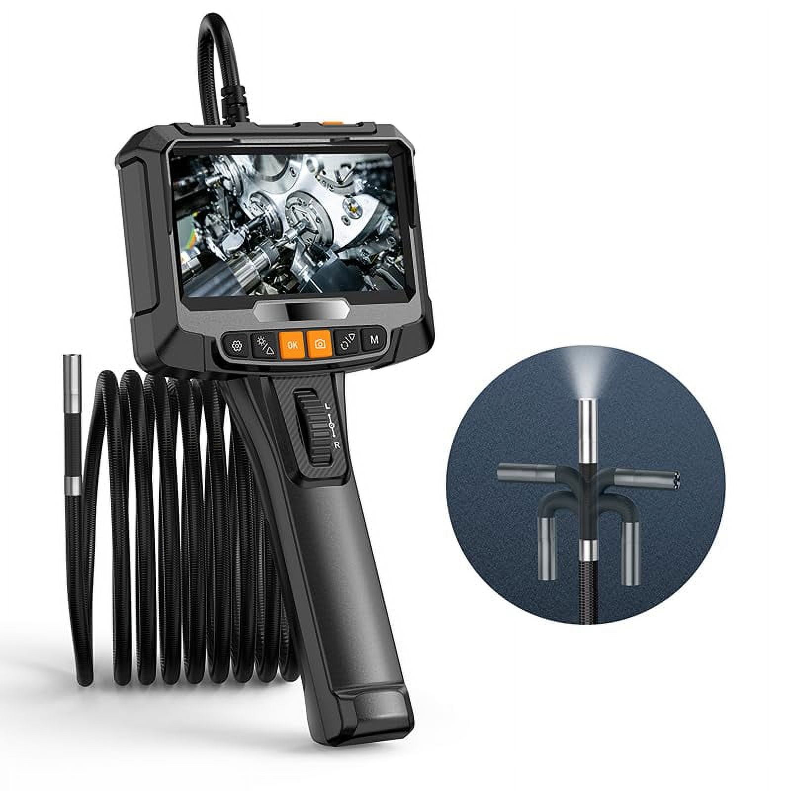 Litake Single Lens Pipe Endoscope, 5-inch IPS Screen, 1080P HD Lens, IP67 Waterproof LED Light, 6.6ft Flexible gooseneck Snake Camera, 8.5mm Wall Tube