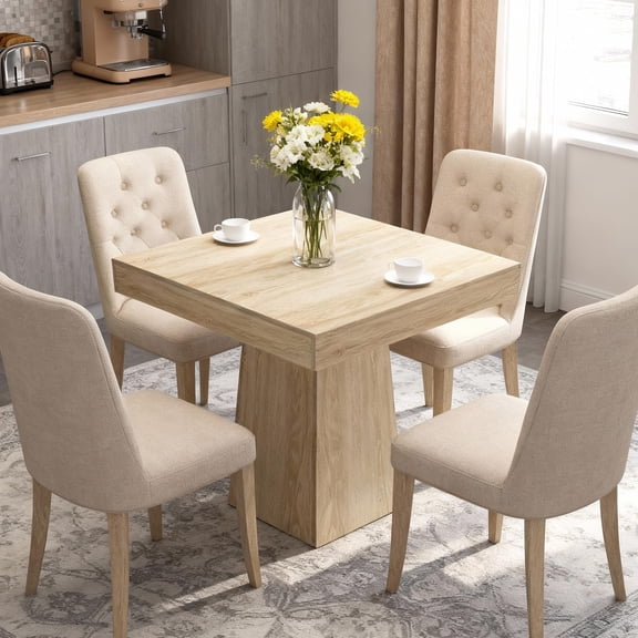 Litake Square Dining Table for 4, 31.5'' Modern Wood Farmhouse Kitchen Table with Pedestal Base, Small Dining Tables for Kitchen, Living Room, Cafe, Apartment, Small Spaces, Natural Wood