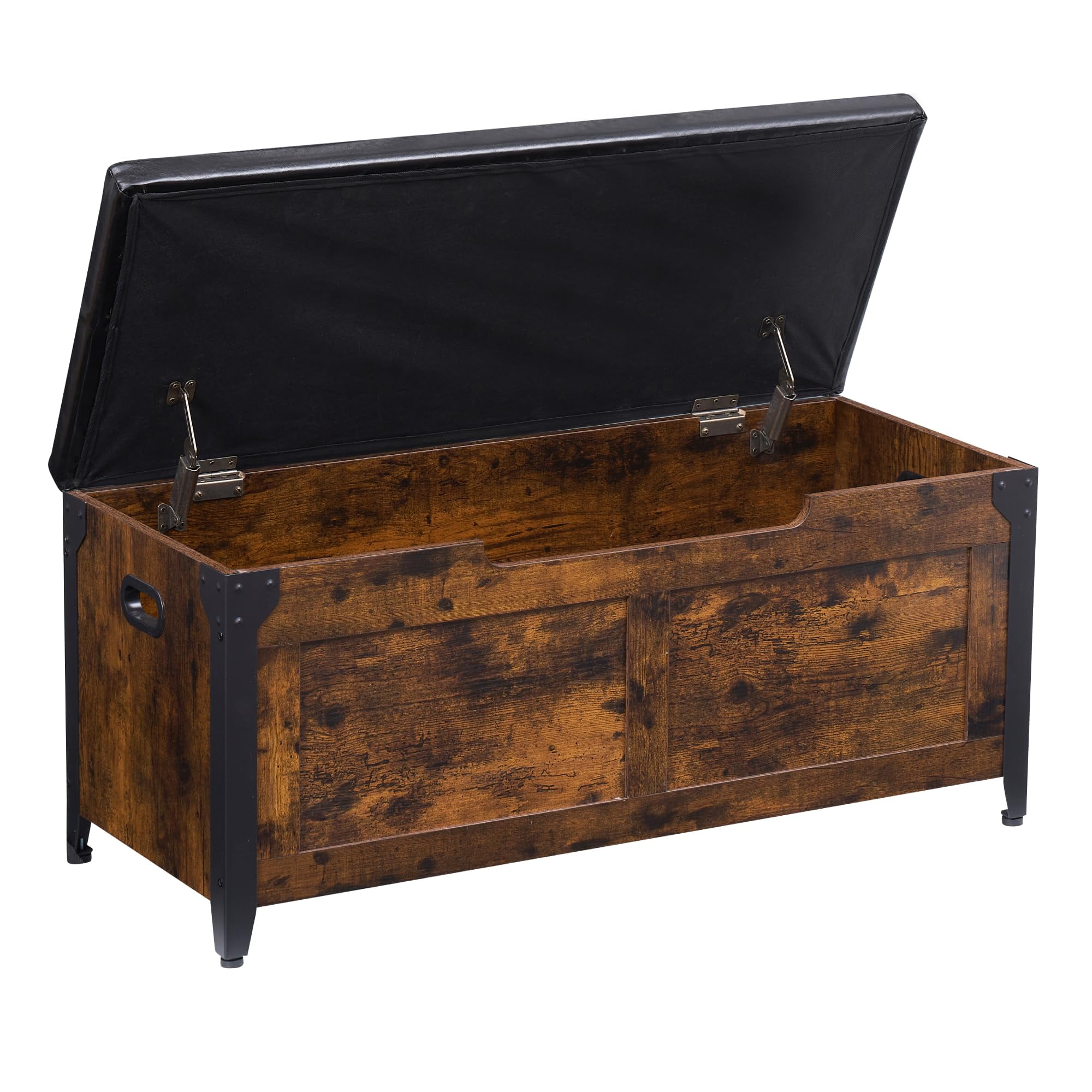Litake Storage Chest, Wooden Storage Trunk with Metal Frame, Entryway ...