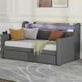 thumbnail image 1 of Litake Twin Size Daybed With 2 Storage Drawers And Storage Headboard, PU Leather Upholstered Daybed Bed Frame With Charging Station And RGB LED Lights For Bedroom, No Spring Box Needed, 1 of 9