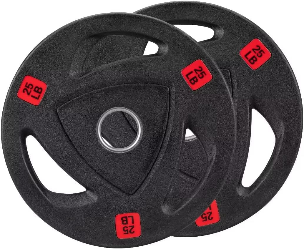 Litake Weight Plates 2-Inch Rubber Coated Olympic Cast Iron Grip Plates ...