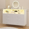 thumbnail image 1 of Litake White Dresser with LED Light for Bedroom 6 Drawer, Wooden Dressers with Charging Station, Double Dresser with Wide Drawers, Modern Chests of Drawers for Hallway, TV Stand, 1 of 7