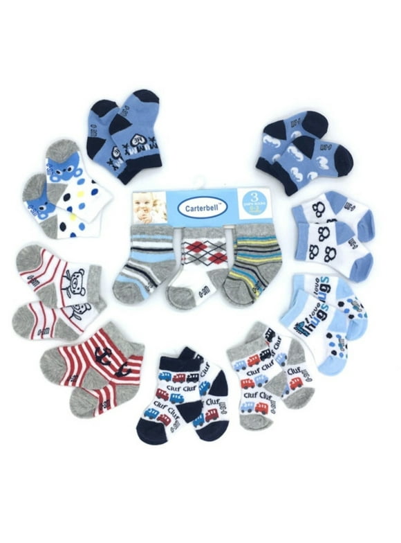 Litalin Baby Boy Infant Ankle Bootie Socks for Infants 0-3 Months, 12 Pairs