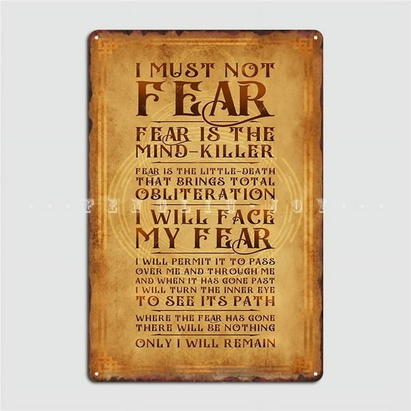 Litany Against Fear Metal Sign Cinema Living Room Bar Cave Wall Plaque Design Tin Sign Poster Size: 8 x 12 Inches