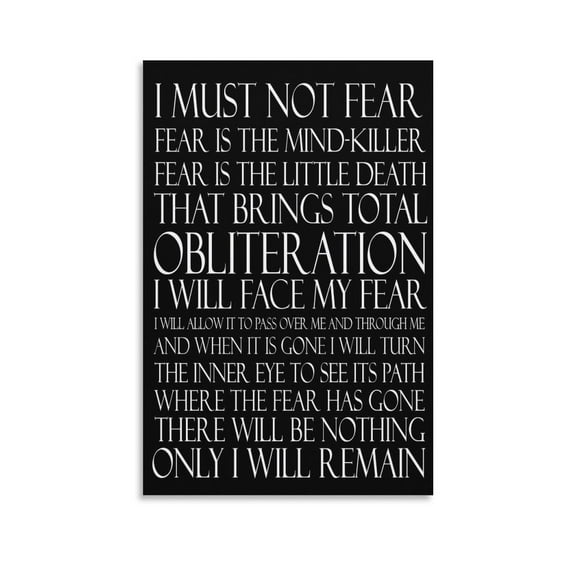 Litany Against Fear Poster By Frank Herbert Wall Art Poster Scroll Canvas Painting Picture Living Room Decor Home 16x24inch(40x60cm)