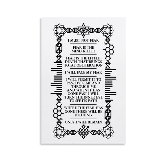 The Litany Against Fear Quote Poster By Frank Herbert Print Photo Art Painting Canvas Poster Home Decorative Bedroom Modern Decor Posters Gifts 12x18inch(30x45cm)