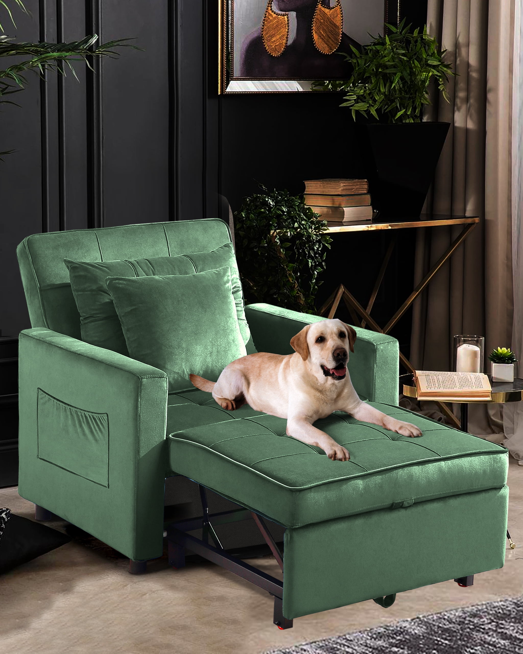 Litbird Convertible Chair Sleeper Bed, Futon Chair Turns Into Bed, Sofa Chair for Living Room, 3