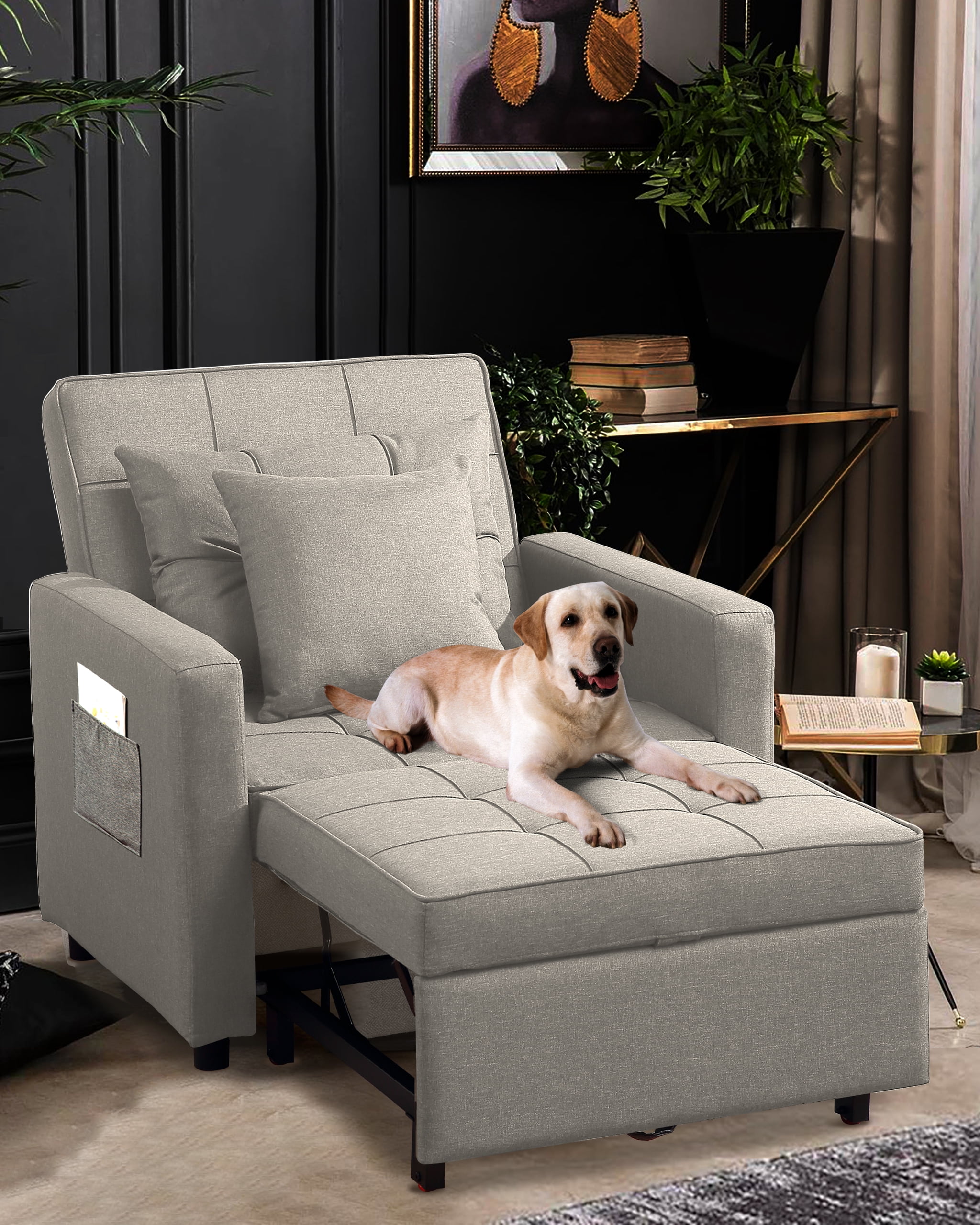 Litbird Convertible Chair Sleeper Bed, Futon Chair Turns Into Bed, Sofa