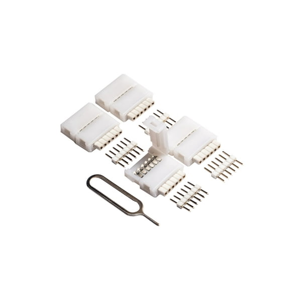 Litcessory 6-Pin to Cut-End Connector for Philips Hue Lightstrip Plus (4 Pack, White - STANDARD 6-PIN V3)