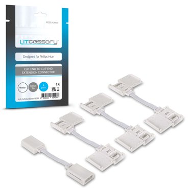 Litcessory 6-Pin To Cut-End Extension Connector For Philips Hue Lightstrips (4 Pack, White)