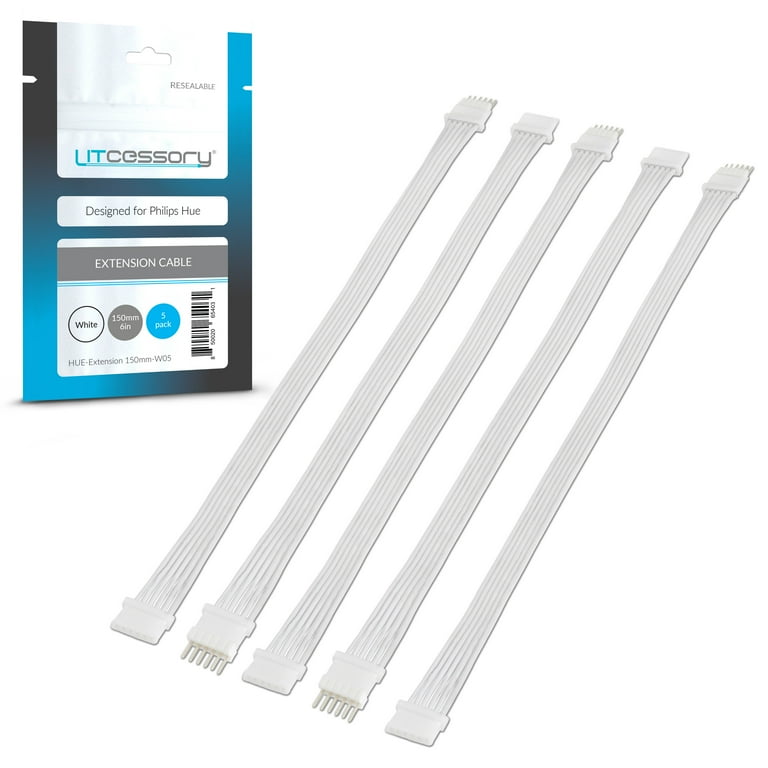 Litcessory Extension Cable for Philips Hue Lightstrip Plus (6in, 5