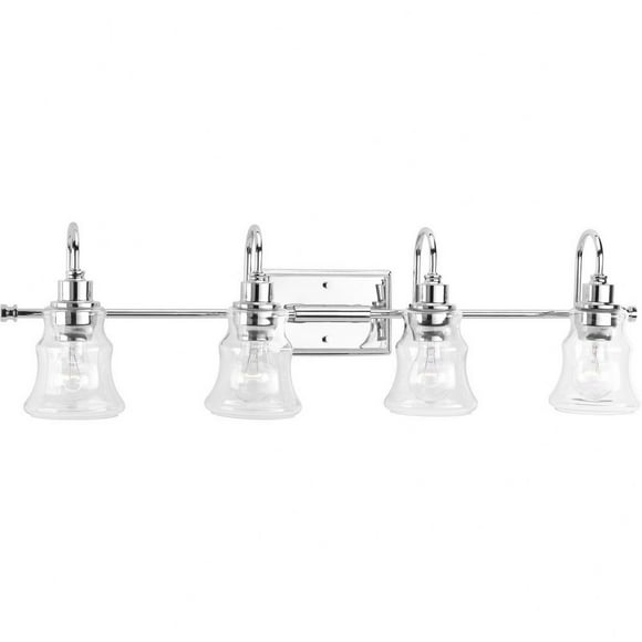 Litchfield Collection Four-Light Polished Chrome Clear Glass Coastal Bath Vanity Light