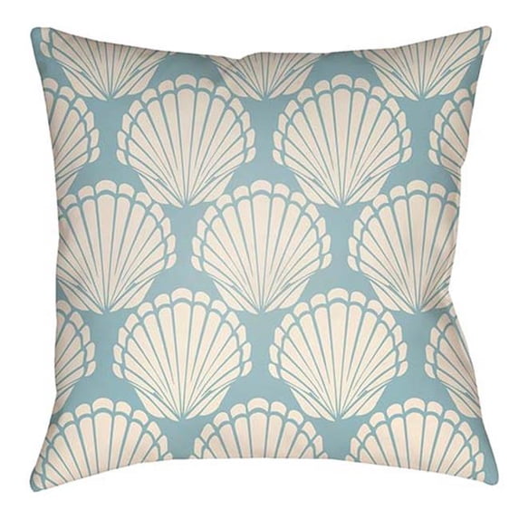 Litchfield Shell Light Blue and Ivory 26 x 26 In. Pillow with Poly Fill