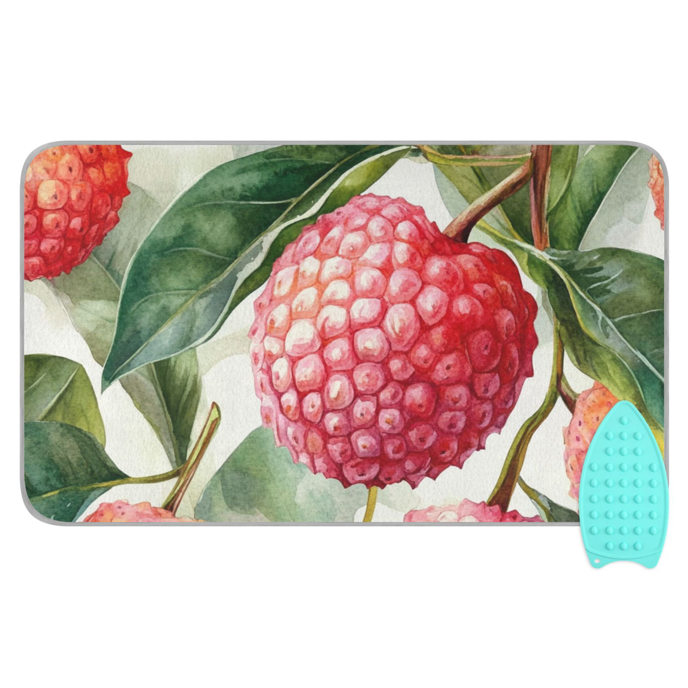 Litchi Leaves Watercolor Ironing Mat Blanket Portable Travel Ironing Pad Heat Resistant Pad 47.2" x 27.6”