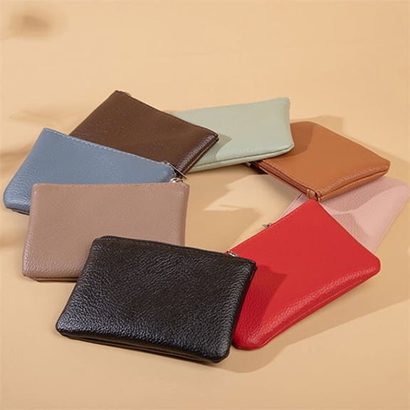 Litchi Pattern Coin Purse Women PU Leather Zipper Wallet Card Holder Storage Bag