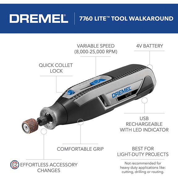 WORKPRO 7.2V Cordless Rotary Tool-Black 6 Variable Speed with 117