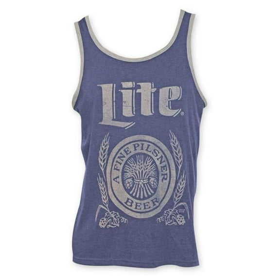 Lite Beer Logo Mens Blue Retro Tank Top - Medium
