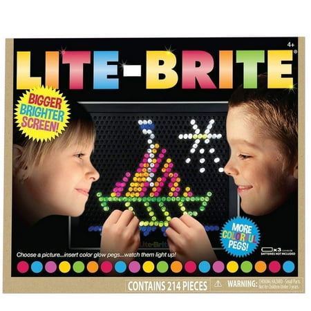 Lite Brite Classic Color Toy, 200+ Pegs, 6 Reusable Templates, Brighter Screen, Ages 4+