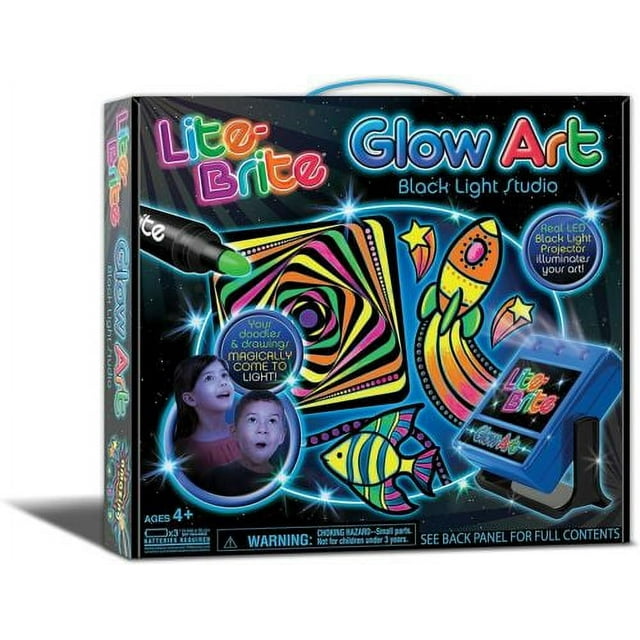 Lite Brite Glow Art Black Light Studio Projector Stickers Markers ...