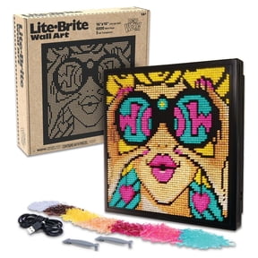 Lite-Brite Wall Art POP WOW- 16" x 16", 6,000 Mini Pegs, 3 HD Designs, Great Gift for Ages 14+, Create & Display