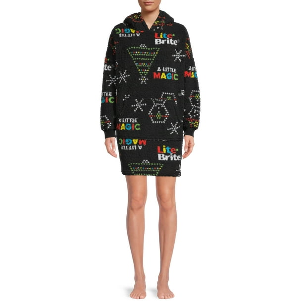Lite Brite Women's and Women's Plus Size Plush Hooded Lounger