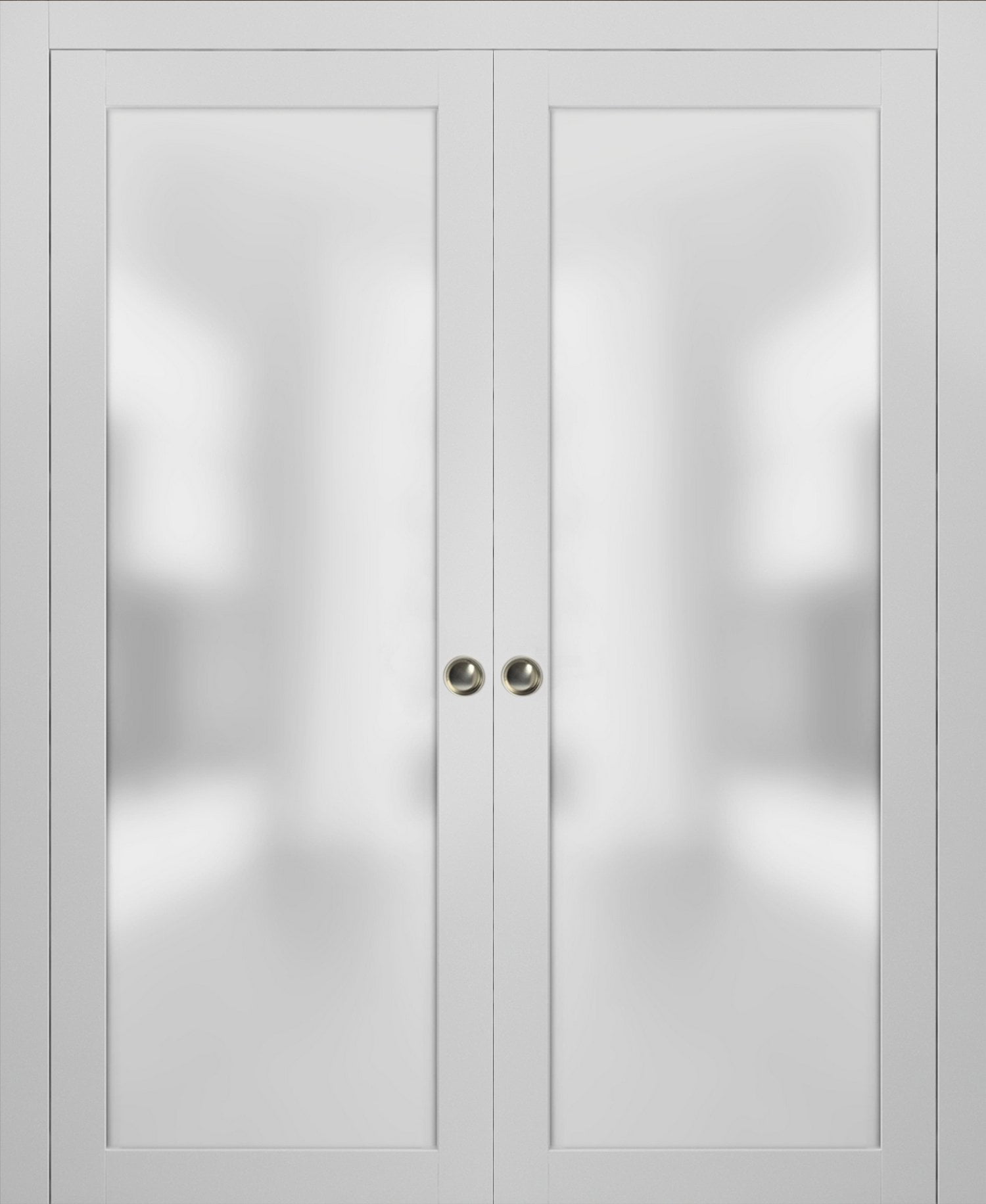 64 x 84 White Frosted Glass Double Pocket Doors